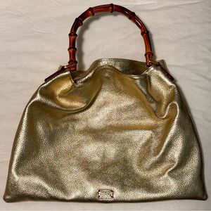 Frances Valentine Muriel Tote in soft gold pebbled Italian leather